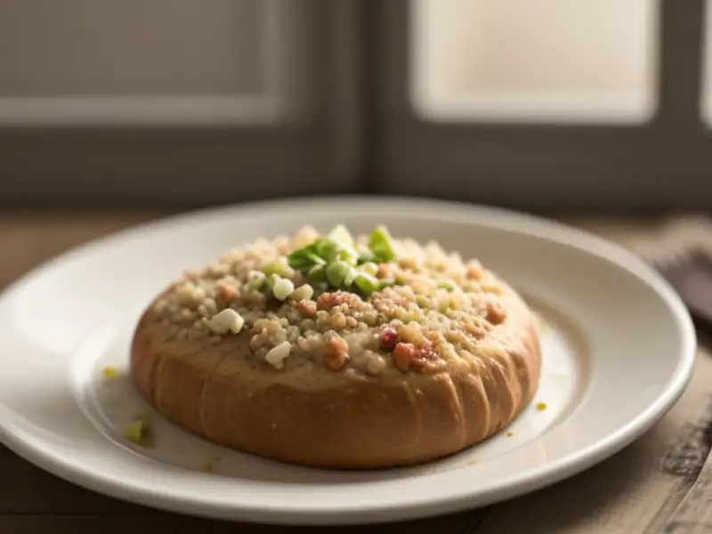 Migas met pancetta, look en druiven